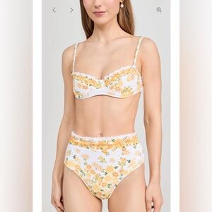 Farm Rio Azaleia two piece bikini high waist bottoms & underwire top size XS